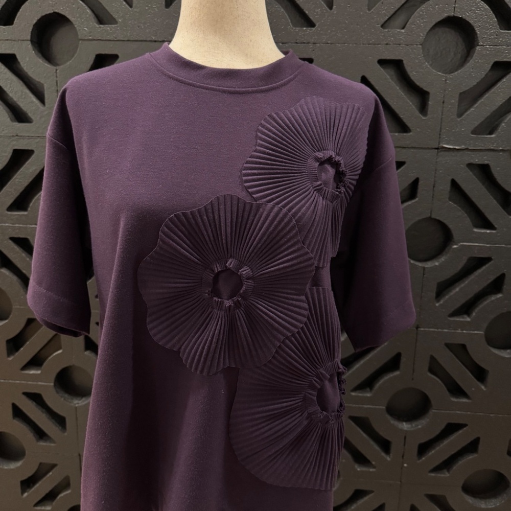 Sandro Ferrone 3D Floral Blouse Textured Statement Top Romantic Dressy - Picture 2 of 7